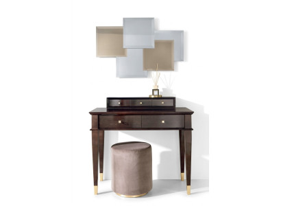 Makeup Table Stool Console Table Luxury Wood Secretary Brown Bedroom 2-piece set
