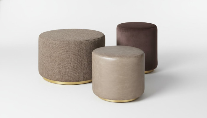 Group stool footstool polyester living room seat fabric beige luxury seat 3-piece set