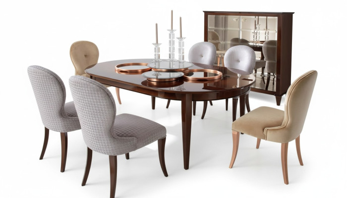 Modern wooden dining table with chairs for the dining room