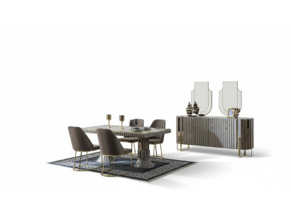 Dining group dining room dining table set luxury chairs dinette gray 6-piece