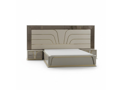 Bedroom suite double bed luxury bed modern beige set 3-piece new