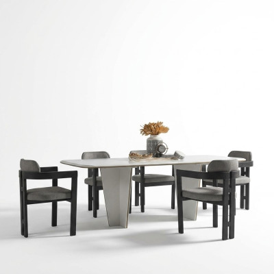 Dining table, dining room table, dining nook, table, wood, modern, white, dining room, luxury.
