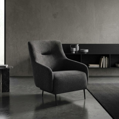 Armchair Wingback Modern Fabric Living Room Polyester Gray Design Seat New