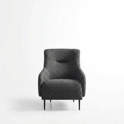 Armchair Wingback Modern Fabric Living Room Polyester Gray Design Seat New