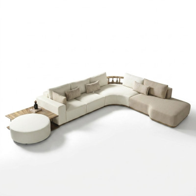 White Modern Corner Sofa L-Shaped Couch Luxury Upholstered Sofa Living Room Furniture