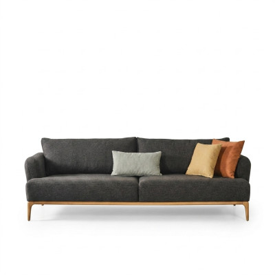 Four-seater sofa, 4-seater sofas, modern design, fabric, polyester, gray, new