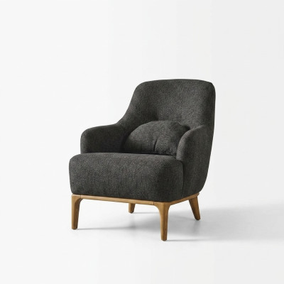 Armchair Wing Chair Modern Fabric Living Room Polyester Gray Design Seat