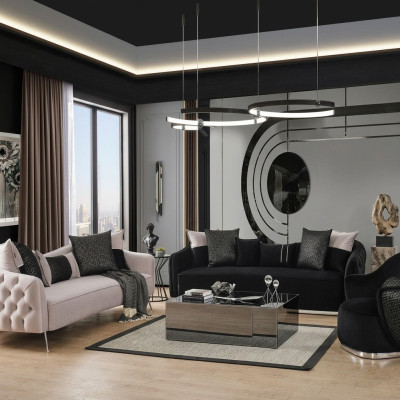 Sofa set sofa armchair 431-seater fabric luxury sofas white black