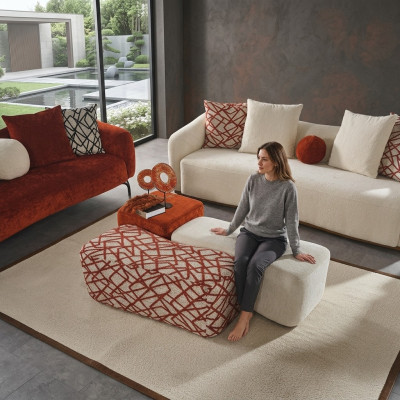 Seat stool 3x Stool Pouf Puff Seat Pouf Textile Fabric Footstool Living Room
