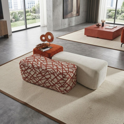 Seat stool 3x Stool Pouf Puff Seat Pouf Textile Fabric Footstool Living Room