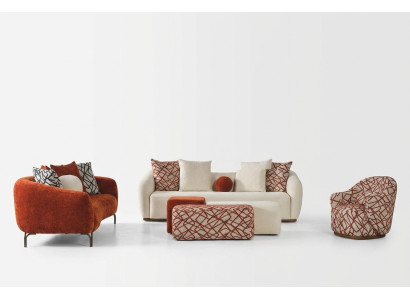 Complete couch set sofa suite sofa 431 orange fabric 4-piece group