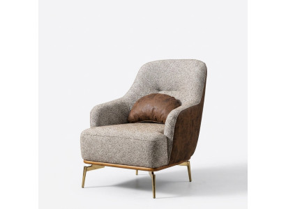 Armchair Wingback Modern Fabric Living Room Polyester Gray Design Seat