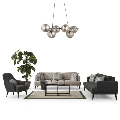 Complete couch suite sofa suite 4-3-1 seater grey fabric modern set