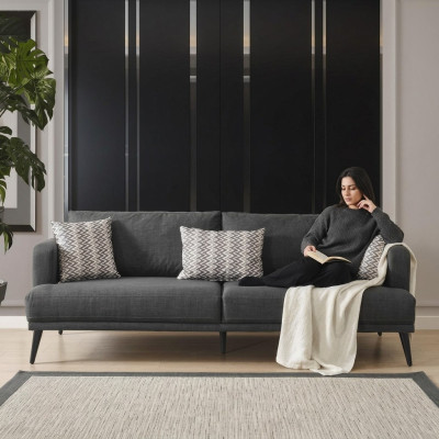 Four-seater sofa 4-seater sofas fabric grey modern seating living room new