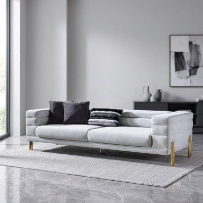 Four-seater sofa, 4-seater sofas, fabric, white, living room, luxury, modern seating.