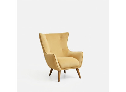 Armchair Wing Chair Cocktail Chair Fabric Living Room Polyester Yellow Seat