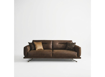 Four-seater sofa 4-seater sofas faux leather brown living room luxury