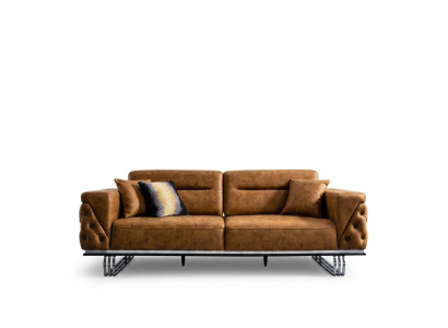 Four-seater sofa 4-seater sofas faux leather brown living room luxury