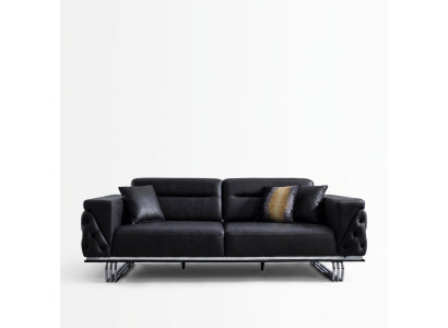 Three-seater sofa 3-seater sofas black faux leather living room luxury