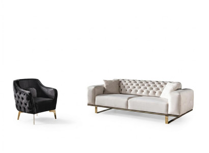 Chesterfield sofa set sofa 3+1 seater armchair fabric luxury white sofas