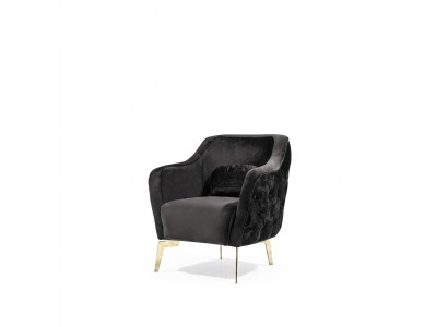 Chesterfield Wing Chair Fabric Living Room Polyester Black