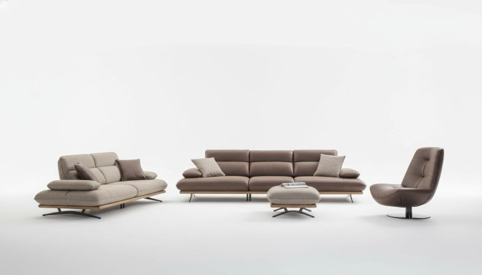 Sofa set Sofa 4+3+1 seater armchair luxury faux leather brown group
