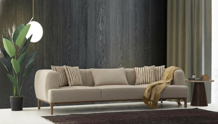 Three-seater sofa, 3-seater sofas, beige fabric, modern living room, luxury, new.