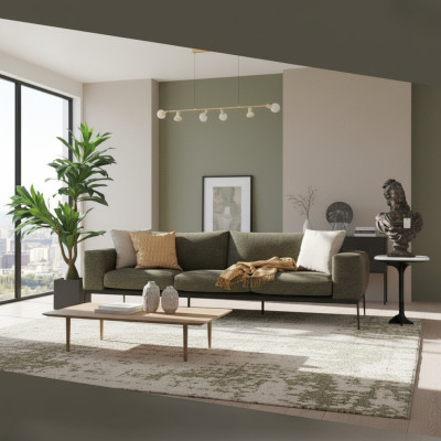 Two-seater sofa 2 seater fabric gray modern design living room polyester