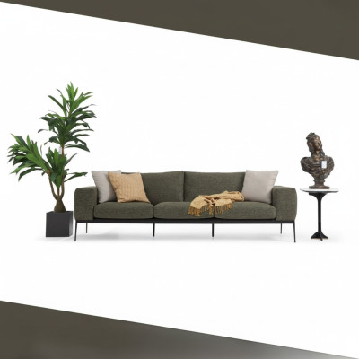 Two-seater sofa 2 seater fabric gray modern design living room polyester