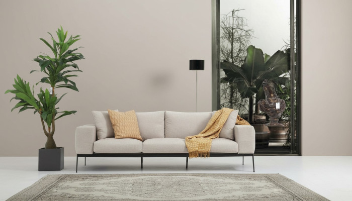 Three-seater sofa 3-seater sofas beige fabric living room luxury modern new