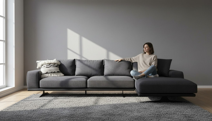Corner sofa L-shape sofa living room gray modern fabric sofas seat design