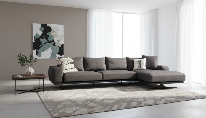 Corner sofa L-shape sofa living room gray modern fabric sofas seat design