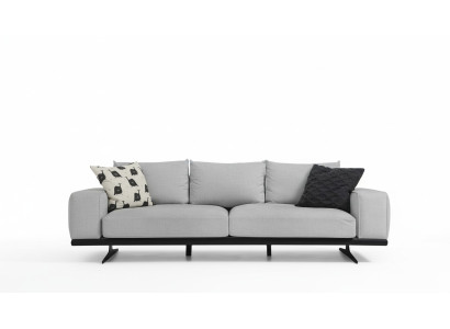 Two-seater sofa 2-seater fabric grey modern design living room polyester