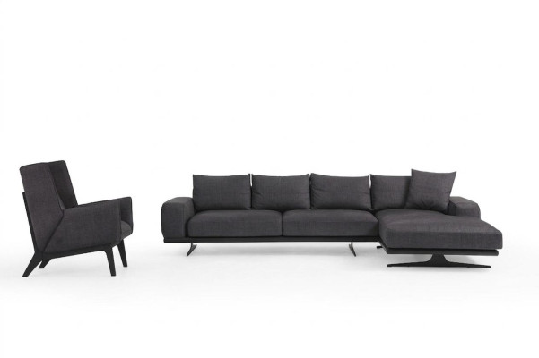 L-shaped corner sofa armchair gray modern fabric sofa for living room.