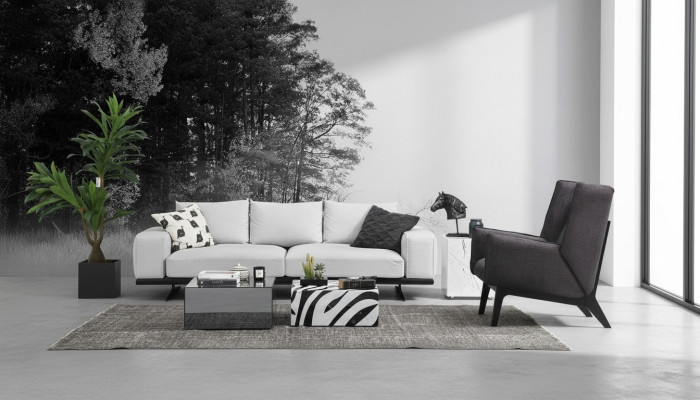 Sofa set sofa 2-seater armchair two-seater gray modern fabric set