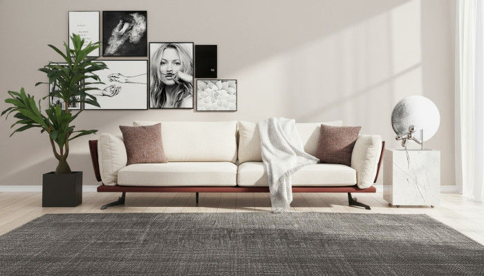 Four-seater sofa, 4-seater, fabric beige, modern design, luxury living room