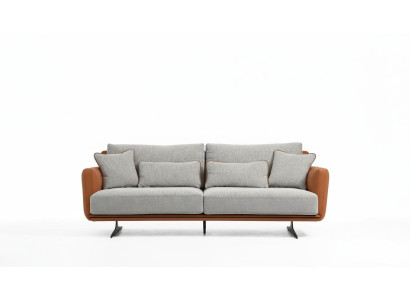 Three-seater sofa, 3-seater fabric, orange modern design, living room gray