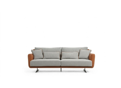 Two-seater sofa 2-seater fabric orange modern design living room gray