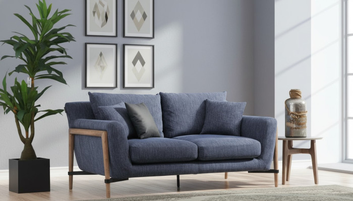 Four-seater Sofa 4-Seater Fabric Sofas Modern Design Living Room Blue