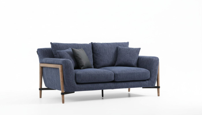 Two-seater Sofa 2-Seater Fabric Sofas Modern Design Living Room Blue