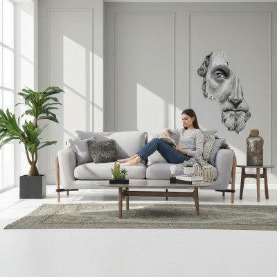 Four-seater sofa 4 seater fabric sofas modern design living room gray
