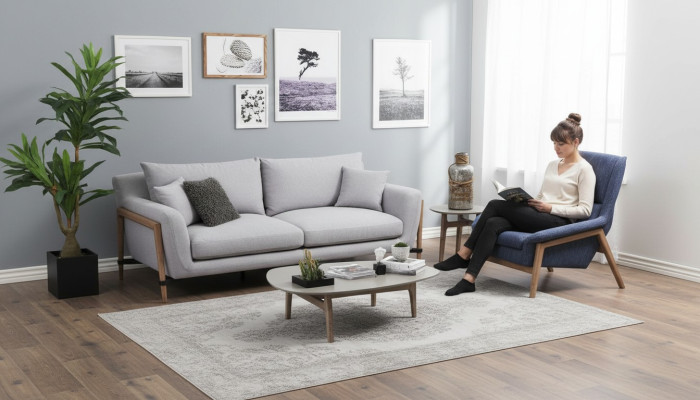 Sofa set 4-seater armchair four-seater fabric sofas modern design gray