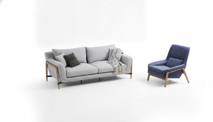 Sofa set 3-seater armchair three-seater fabric sofas modern design gray