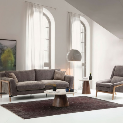 Sofa Set 4-Seater Armchair Four-Seater Fabric Living Room Grey