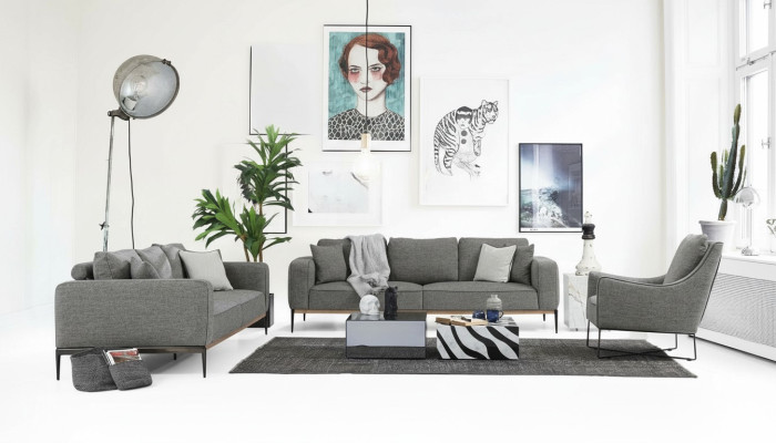 Sofa set 221 two-seater sofa modern fabric set gray group living room