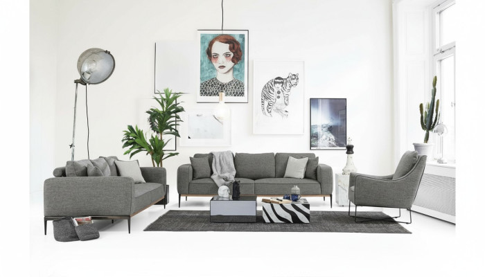 Sofa set 221 two-seater sofa modern fabric set gray group living room