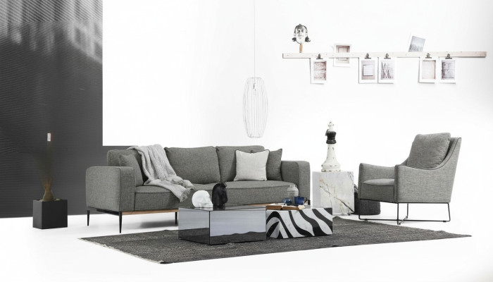 4-seater sofa set armchair four-seater fabric sofas modern design gray