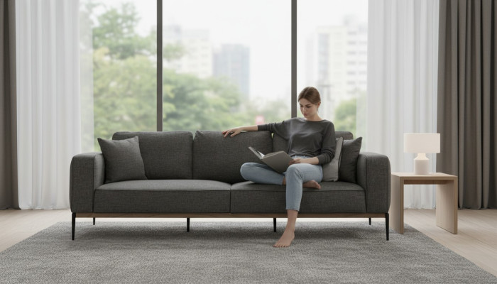 Four-seater sofa 4-seater fabric sofas modern design living room gray
