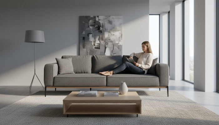 Two-seater sofa 2-seat fabric sofas modern design living room gray