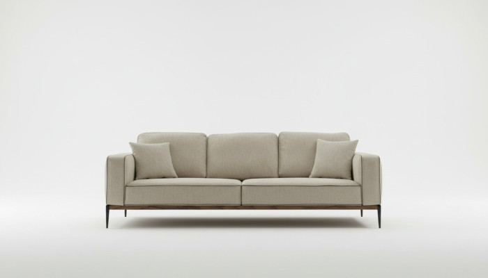 Four-seater sofa, fabric sofas, modern design, living room, beige.